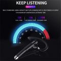 (NEW)BlueWow Bluetooth Wireless Earphone with Mic Hands-Free Wireless Earphone Headphones Single-Ear Hook for Driving Business Office Compatible with iPhone and Android YYK-520.