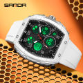 SANDA 6157 brand's new electronic watch digital multifunctional fashion trend men's watch silicone waterproof alarm clock men. 