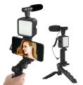 AY-49 Phone Vlog Tripod Vlogging Kits Live Selfie Fill Light Integration with Remote Control Microphone LED Light By Gadget Shop 365. 