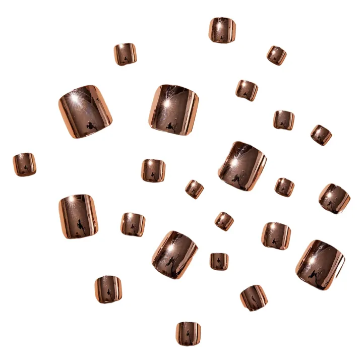 24pcs%20Rose%20Gold%20Solid%20Color%20Toe%20Nails%20Press%20On%20Reusable%20False%20Artificial%20Nails%20With%20Adhesive%20Short%20Feet%20Manicure%20Nail%20Tips%20-%20Image%204