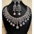 Semi Bridal Diamond Cut Jewellery set (Necklace with Earrings). 