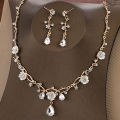 3 Pcs /set Creative Fashion Flower Crystal Jewelry Necklace Earrings Set For Women Tiaras Crown Wedding Jewelry.