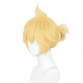 L-email wig Synthetic Hair Anime Kagamine Rin/Len Cosplay Wig 30cm Short Gold Yellow Wigs Fashion Heat Resistant Cosplay Wig. 