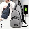 USB Charging Sling Bag For Men Casual Chest Bag Shoulder Crossbody Bag Male Anti Theft Multifunction Bags Man Sports Travel Pack. 