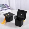 NXFDSIOZ 50Pcs DIY Paper Graduation Cap Shaped Gift Box Sugar Chocolate Box Black. 