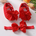 Baby Shoes Headband Set European and American Cute Bow Princess Shoes 0-3-6-9-12 Month Baby Shoes ins. 