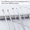 1set 6 PCS Ear Pick Set Portable Ear Cleaner Set Stainless Steel With Lather Case. 