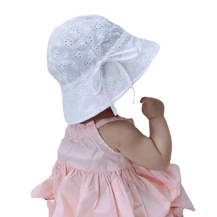 New Summer Panama Baby Sun Hat Outdoor Baby Girls Hat Lace Bowknot Cotton Baby Hat Kids Sun Caps Toddler Sunscreen Cap