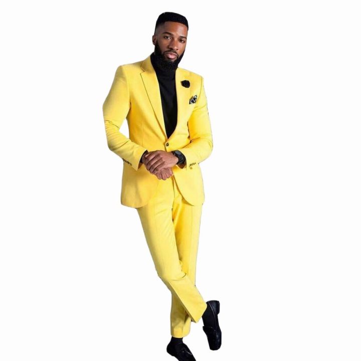 Men's%20Yellow%20Suits%20Slim%20Fit%20Single%20Breasted%20Wedding%20Formal%20Party%20Wear%202%20Pieces%20Trajes%20De%20Boda%20Para%20Hombre%20Completos%20-%20Image%202