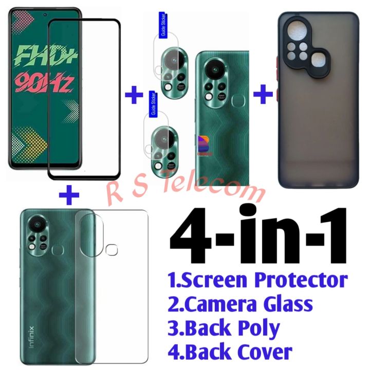 4-in-1%20Combo%20Pack%20Screen%20Protector+Camera%20Lens%20Protector+Back%20Poly+Back%20Cover%20For%20Infinix%20Hot%2011s%20-%20Image%202