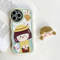 Hontinga for Samsung Note 20 Back Cover Free Holder Lovely Girl Soft Wavy Case Camera Protection Transparent TPU Mobile Cover. 