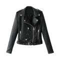 Faux Leather Jacket Women's Grunge Zippered Belted Lapel Streetwear Motorcycle Coats Cool Girls Asymmetrical Bomber Jackets.