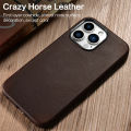 Genuine leather case for iPhone 15 Pro Max real skin Business Case for iPhone 14 Pro Max 12 Pro 13 magnetic charging back cover. 