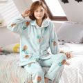 Women Pajamas Set Women Pyjamas Thick Flannel Female Warm Winter Pajama Set Long Sleeve Full Trousers Homewear Women Clothes.