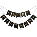 Birthday Card Banner: Black, Red, Light Blue, Pink, and White Paper Birthday Banner-(Pack of 1 Pcs).