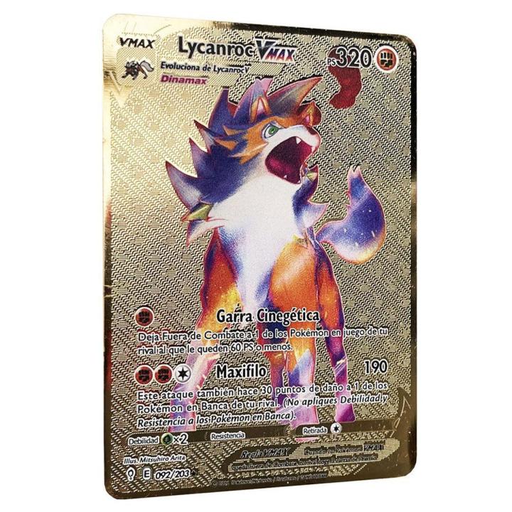 Serendipity partyLycanroc Vmax Golden Pokemon in Spanish Iron Metal Pokmo  Letters Gift Game Cards ESPAOL Toys Rainbow | Daraz.com.bd
