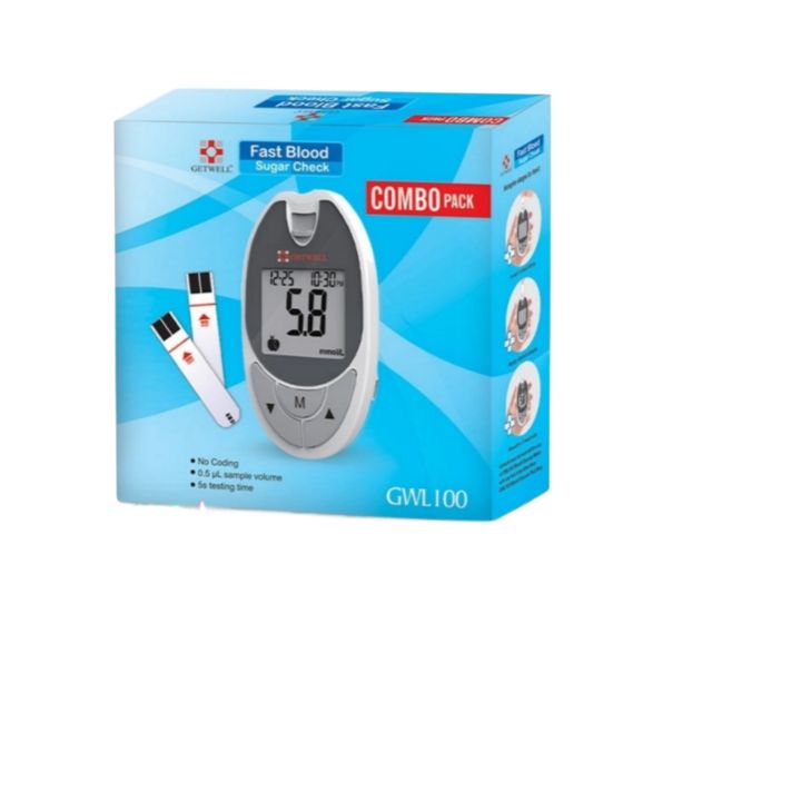 Getwell RFL GWL100 Fast Blood Sugar Check Glucometer Blood Glucose Monitoring System Diabetic Machine