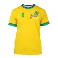 Brazil Jersey Men's T-shirt Brazilian Flag Selection Football Team Shirt O-Neck Oversized Cotton Short Sleeve Men's Clothing Top. 
