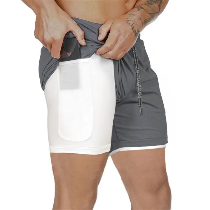 New%20Men's%20Double%20Layer%20Solid%20Shorts%20Large%20Size%20Fitness%20Training%20Fast%20Running%20Pants%20-%20Image%205