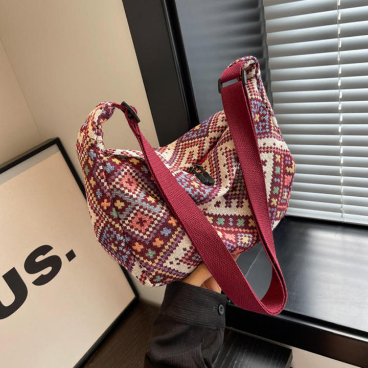 Canvas Material Vintage Shoulder Bag Fashion Accessory Zipper