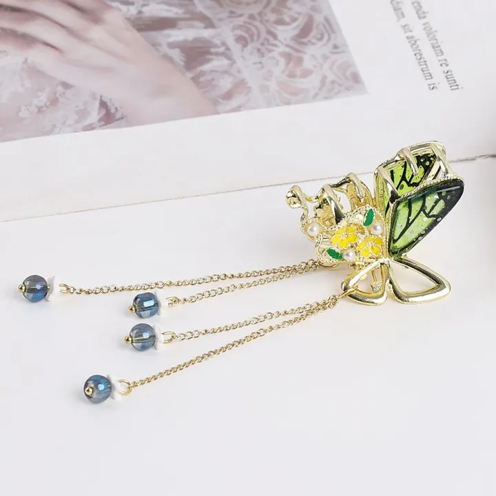 Vintage%20Fairy%20Exquisite%20Women%20Hair%20Clip%20Girls%20Hair%20Accessories%20Ponytail%20Holder%20Crystal%20Butterfly%20Tassel%20Claw%20-%20Image%209