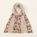 Soft Cotton Hijab Scarf Embroidery Floral Shawls For Women Muslim Solid Pashmina Autumn Wraps Headband 2023 New Design 180*90cm. 
