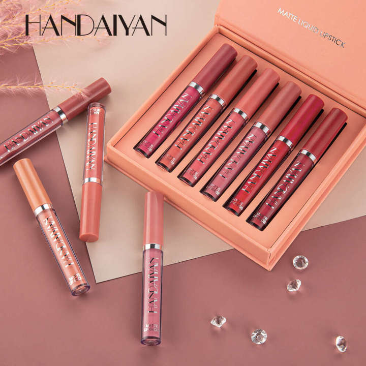 Glaze%20Set%20HANDAIYAN%20Han%20Daiyan%20Beauty%20Matte%20Lipstick%20Waterproof%20Non%20Staying%20Cup%206%20Lip%20Brilliance%20Gift%20Box%20-%20Image%202