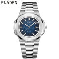 PLADEN brand classic men's high-end fashion business stainless steel waterproof quartz watch. 