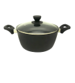 HAMKO Casserole Pan with Glass Lid- (26 CM) IB-Non-Stick. 