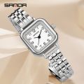 SANDA Women's Watch Luxury Square Pointer Quartz Watch WR Fashion Analog Stainless Steel Wrist Watch.