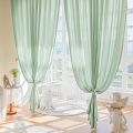 New 2023 Modern green Sheer Curtains for Living Room Window Tulle Curtains for Bedroom Balcony Voile Drapes Treatment Home Decor.