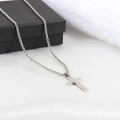 Classic Cross Pendant Necklace Men New Fashion Handmade Stainless Steel Twist Chain Necklace For Men Jewelry Gift.