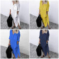 Versatile Womens Dress Elegant Lightweight Loose-Fitting Cotton Linen Dress Comfortable Breathable Maxi Shirt Dress for Beach Vacation Weekend Outing Daily Wear Maternity Dress Outdoor Activities.