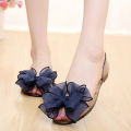 Summer sandals, women's bows, crystal shoes, fish spout jelly shoes, beach shoes, non-slip, maternity soft-soled student flats.