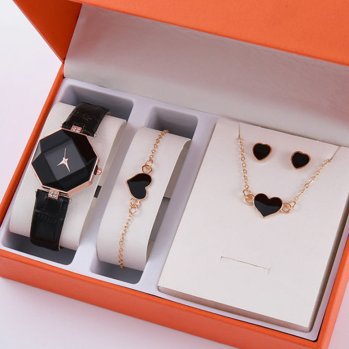 【beauty code store】(New) mall 5pc diamond set luxury fashion watch luxury dial wrist watches for women & girls Gift Birthday Party