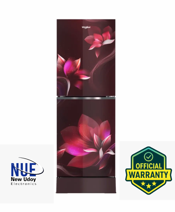 Whirlpool Official Fresh Magic Pro 236L Glass Door Floral X Frost Refrigerator