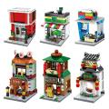 Mini Street View Building Block DIY Assemble City Store for Kids Education Toy Model Plastic Archite Scene Toy Shop Retail Block.