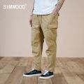 SIMWOOD Summer New Loose Ankle-length Cargo Pants Men Tactical Joggers  Multi-pocket Trousers 100% Cotton Pants. 