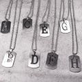 Letter Tag Necklaces Stainless Steel Chain Vintage Black Men Necklaces Pendant Necklaces for Women Female Male Jewelry. 