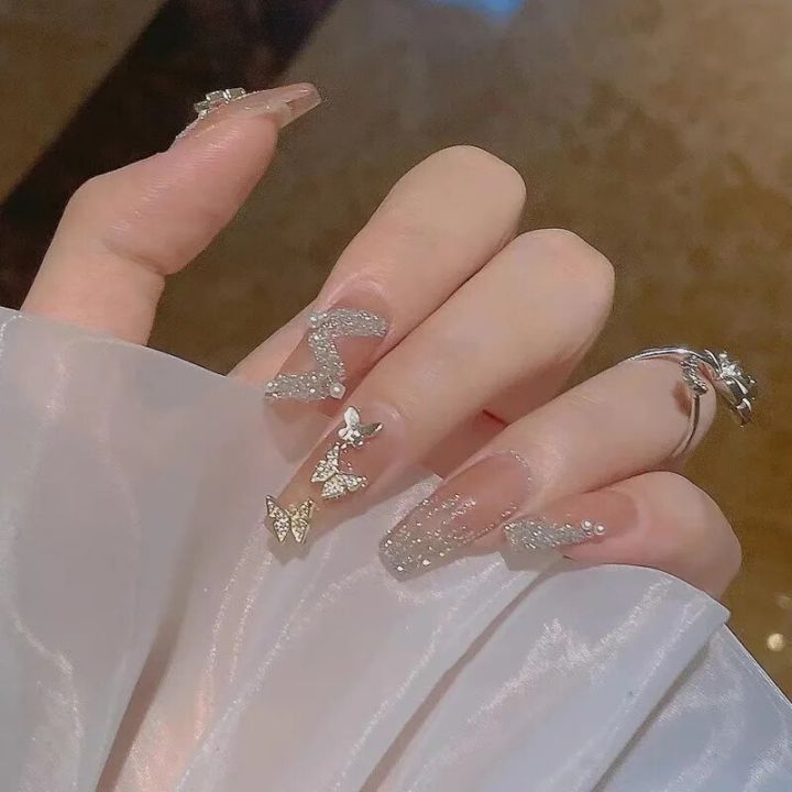 24Pcs/Set%20Diamond%20and%20Love%20Full%20Cover%20Artificial%20Nail%20Seamless%20Removable%20False%20Nails%20Capsule%20Fashion%20Pink%20Gradient%20Art%20Nail%20-%20Image%205