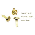 1/2 Inch Mini Paper Fasteners for Handicraft Projects,8 x 14 mm(Gold). 