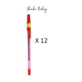 Red Leaf Ball point pen Extra Fine 1.0mm 12 Pcs -Red. 