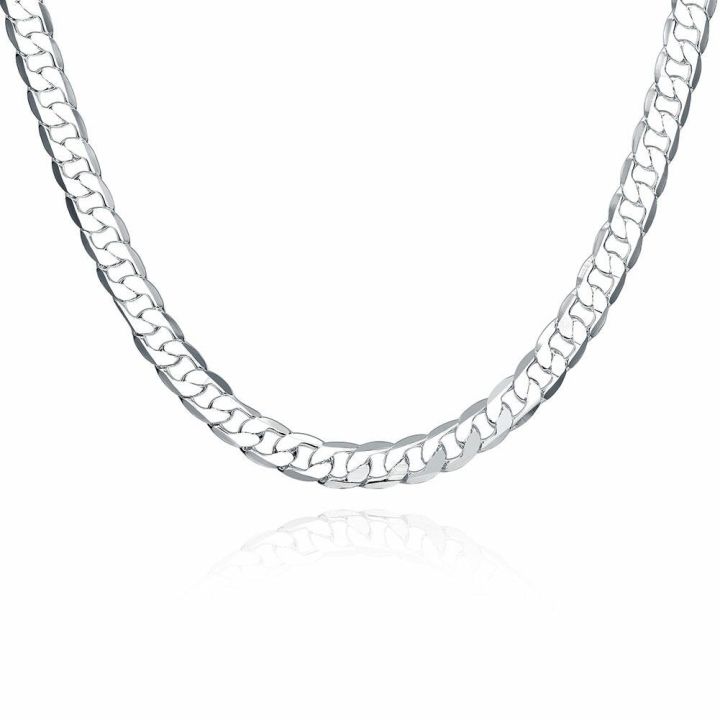 Men's%20925%20Sterling%20Silver%20Necklace%202/4/6/8/10/12MM%2040-75cm%20Face%20Chain%20Necklace%20Lobster%20Clasp%20Men%20And%20Women%20Engagement%20Jewelry%20-%20Image%207