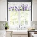 Purple Flower Lavender White Kitchen Window Curtains Home Decoration Short Curtain for Living Room Bedroom Small Drapes Cortinas. 