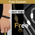 Hip Hop Rock Jewelry Free Custom Logo Name 18K Gold Plated Miami Cuban Link Chain Stainless Steel Bracelet For Men. 