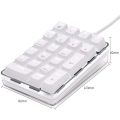 Mechanical Numeric Keypad Wired Gaming Keypad Crystal Case White Backlit 21 Keys Mini Numpad Portable. 