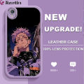 Jizetin for Vivo Y1S Y91C Y90 Back Cover Ryomen Sukuna Lambskin Texture PU Leather Back For Girls Boys Soft Phone Case. 