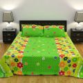 double king-size bedspread in various printed colors/ Double King Size (7 x 7.8 Feet) Cotton Red Color Flat Type Hand Washable Bed Sheet Set With Matching 2 Pillow Covers.