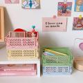 Folding Plastic Storage Box Desktop Organizing Stationery Storage Basket professional design.