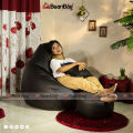 Bean Bag BD-XXXL Water Drop Shape Bean Bag Full Set_ Bean Bag, Footrest & Pillow_Black Colour_Premium Quality.